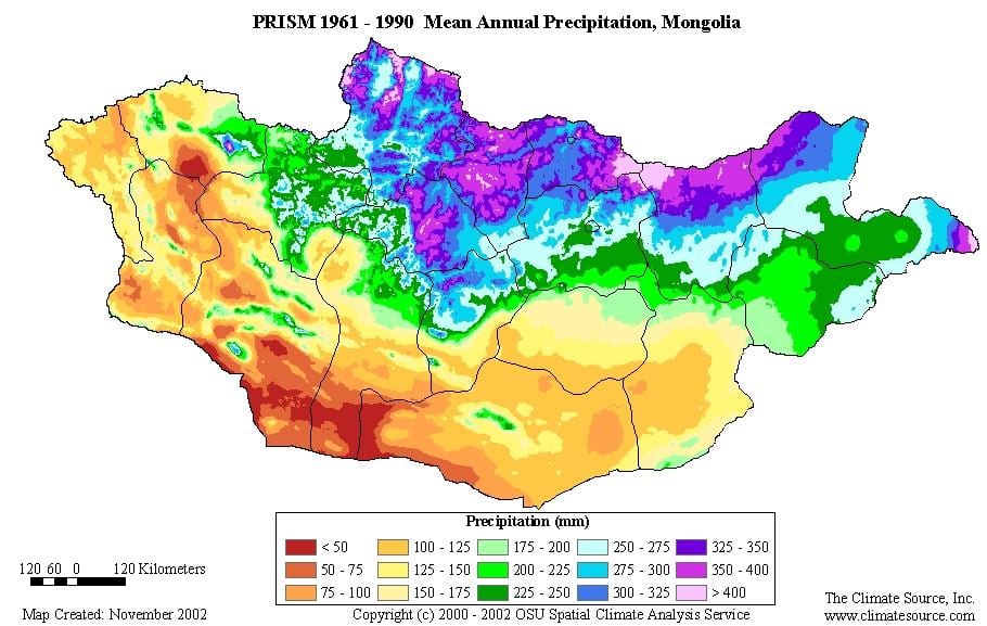 karta Mongolija gustoća stanovništva