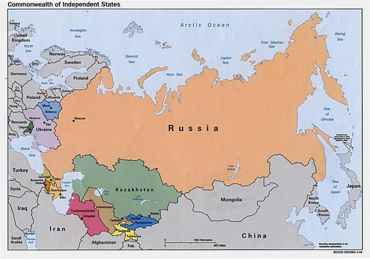karta Rusije i Mongolije